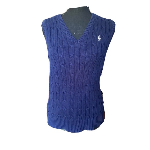 Ralph Lauren Red Cable Sweater Vest /Medium - Picture 1 of 3
